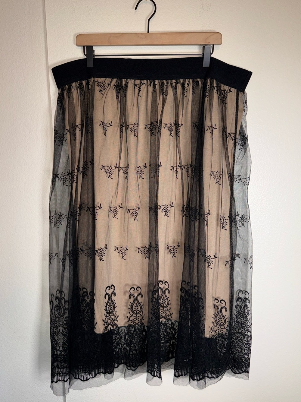METRO WEAR whimsigoth lace overlay witchy plus size flowy knee length skirt 2X